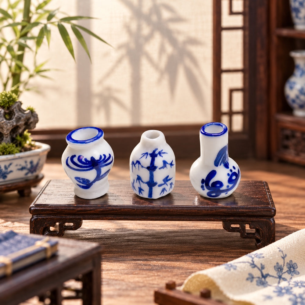1:12 Scale Miniature Ceramic Tea Set, DIY Model for Dollhouse Kitchen & Dining Room