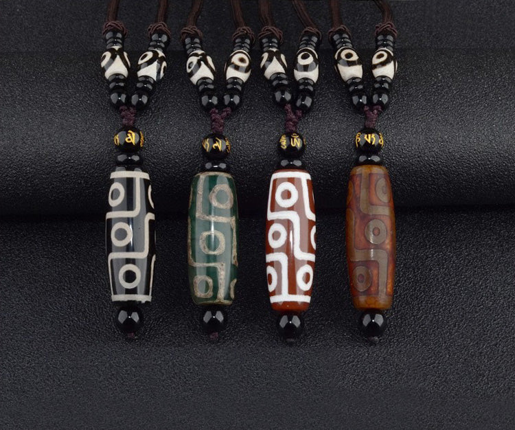 Nine-Eye Dzi Bead Wealth Protection Necklace