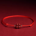 Natural Cinnabar Four Leaf Clover Blessing Red String Bracelet Anklet