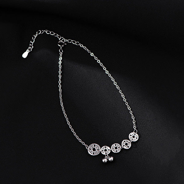 925 Sterling Silver Copper Coins Bells Protection Metal Anklet