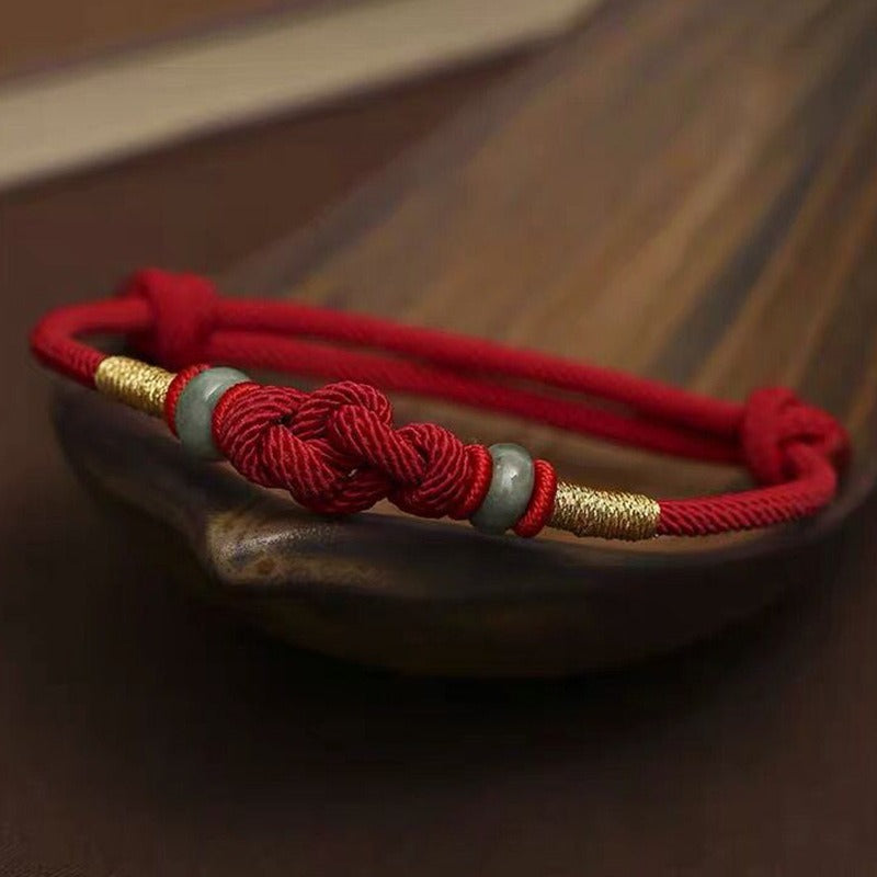 Red String Jade Luck Fortune Knot Braided Couple Bracelet