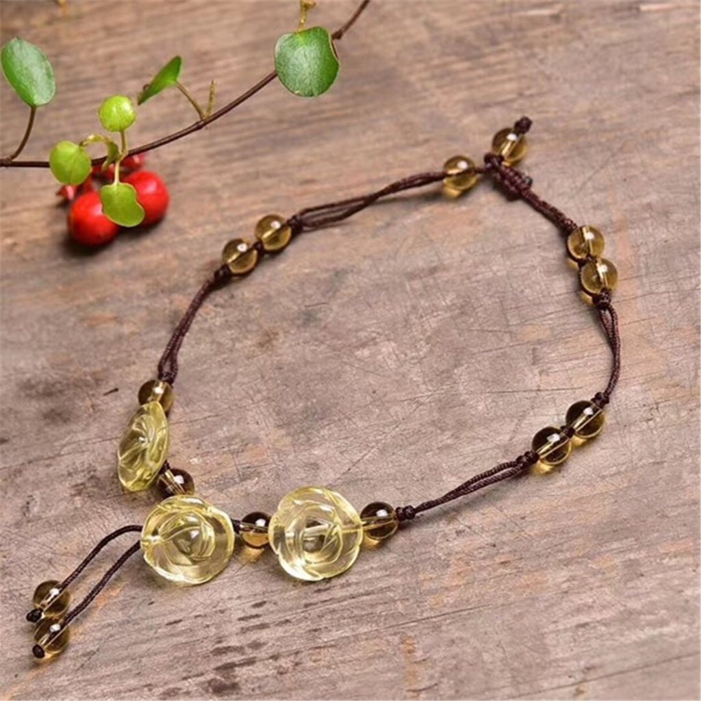 Amethyst Pink Crystal Green Aventurine Rose Inner Peace Healing Anklet