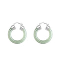 Round Jade White Jade Prosperity Earrings