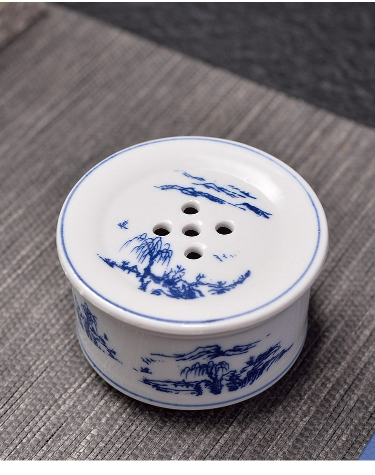 Miniature Decorative Ceramic Tea Set with Stove and Tray