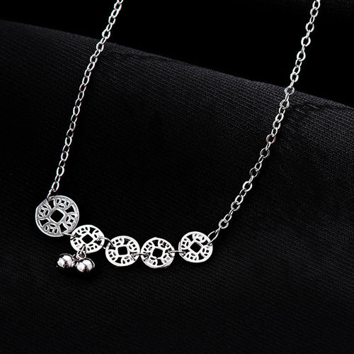 925 Sterling Silver Copper Coins Bells Protection Metal Anklet
