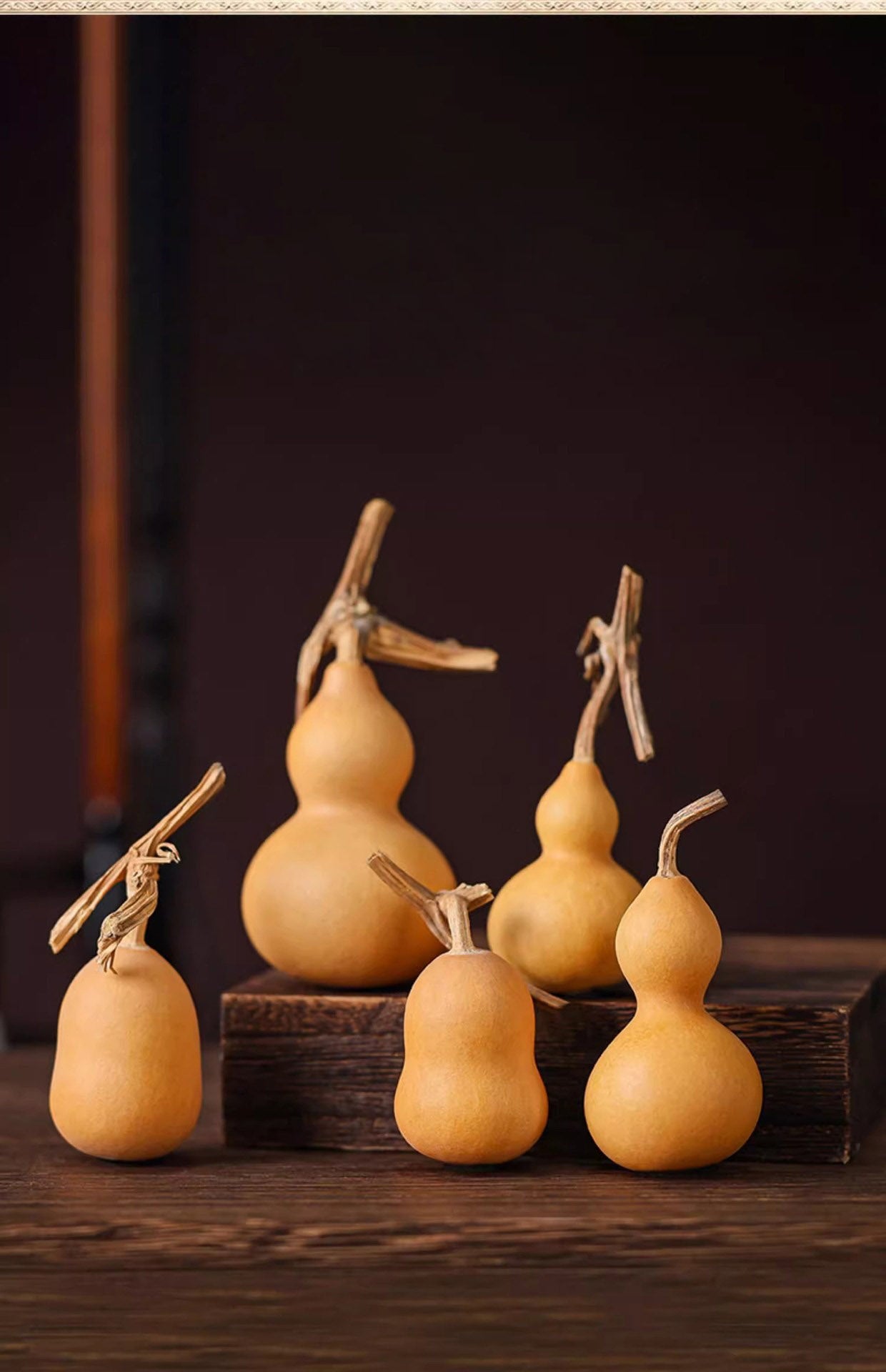 Natural Skin Gourd with Dragon Head, Wrist Twist Soft Small Gourd, Office Desk Decoration