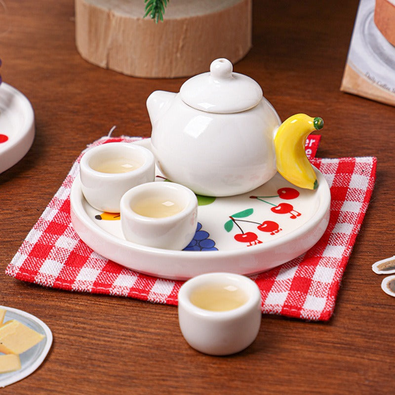 Colorful Fun Fruit Handles Mini CeramicTea set