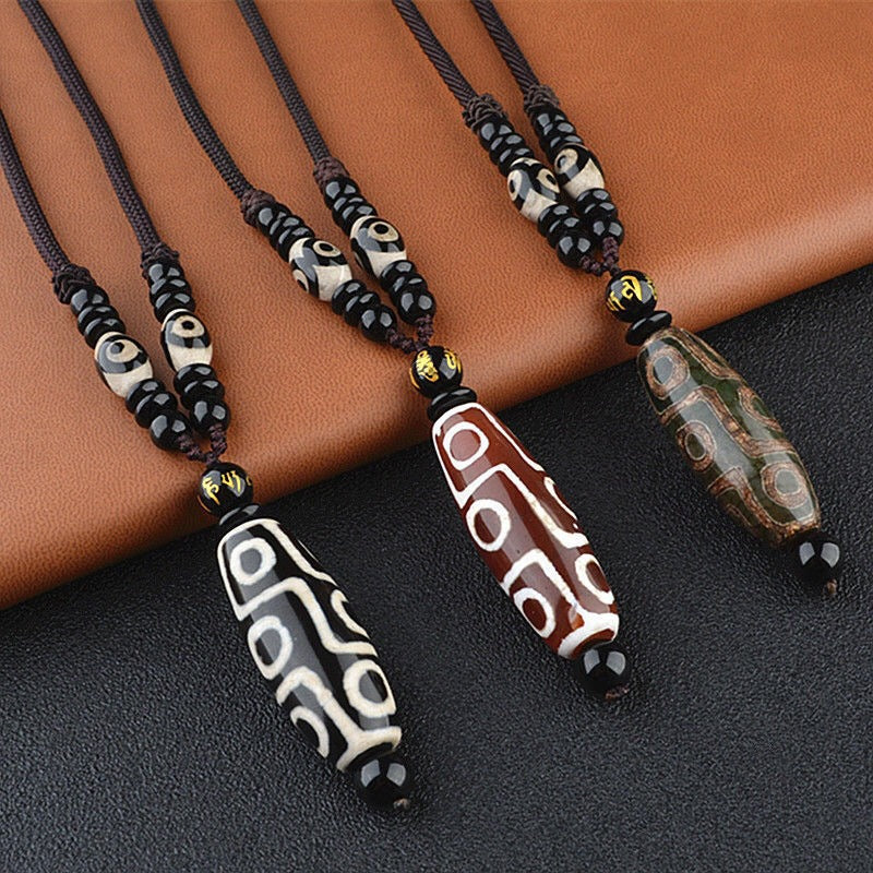 Nine-Eye Dzi Bead Wealth Protection Necklace
