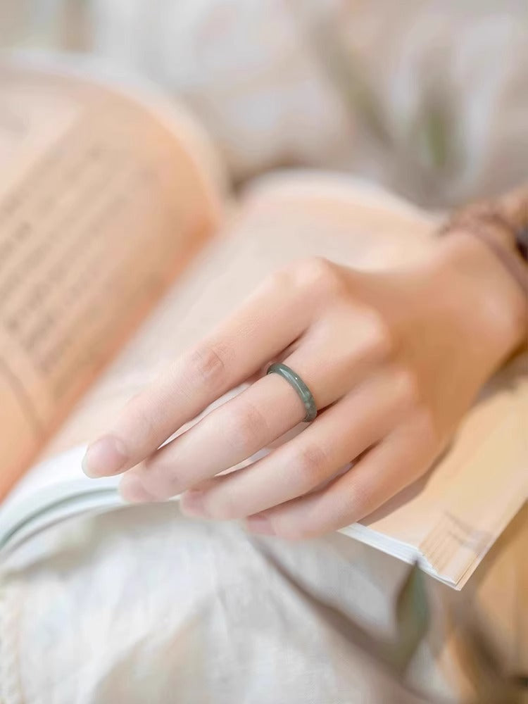 Natural Jade Prosperity Abundance Ring