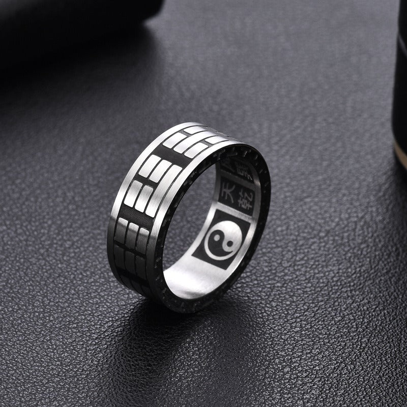 Bagua Yin Yang Titanium Steel Balance Rotatable Ring