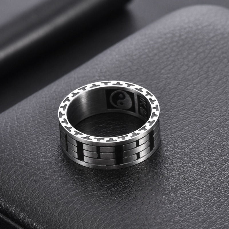 Bagua Yin Yang Titanium Steel Balance Rotatable Ring