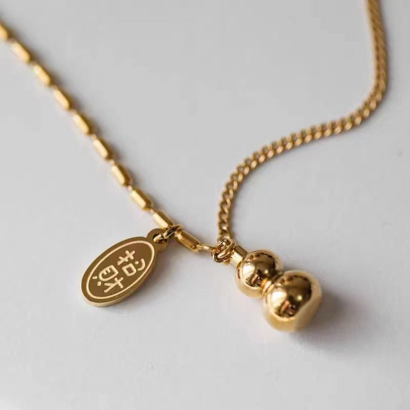 18k Gold Plated Copper Lucky Gourd Design Wealth Buckle Anklet