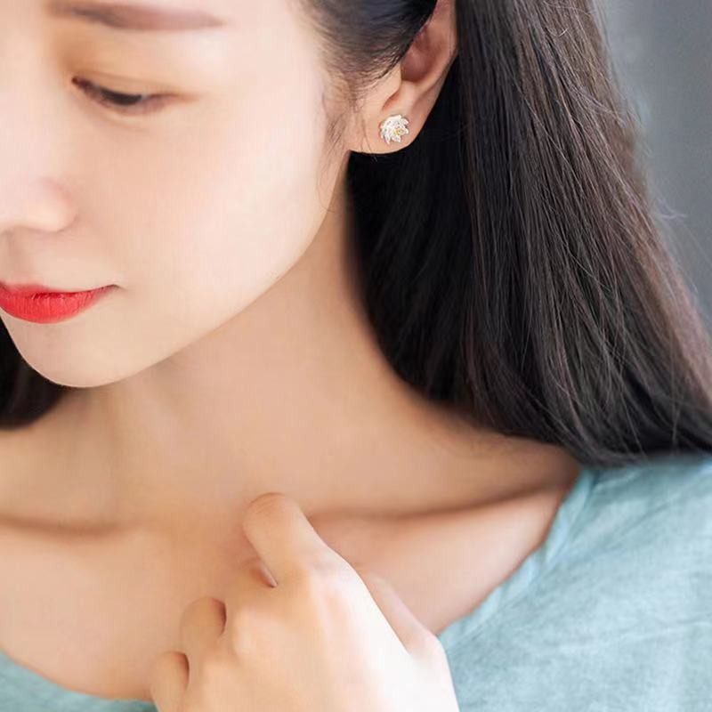 925 Sterling Silver Lotus Flower Balance Earrings