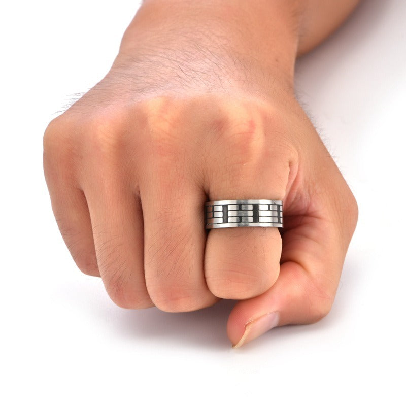 Bagua Yin Yang Titanium Steel Balance Rotatable Ring