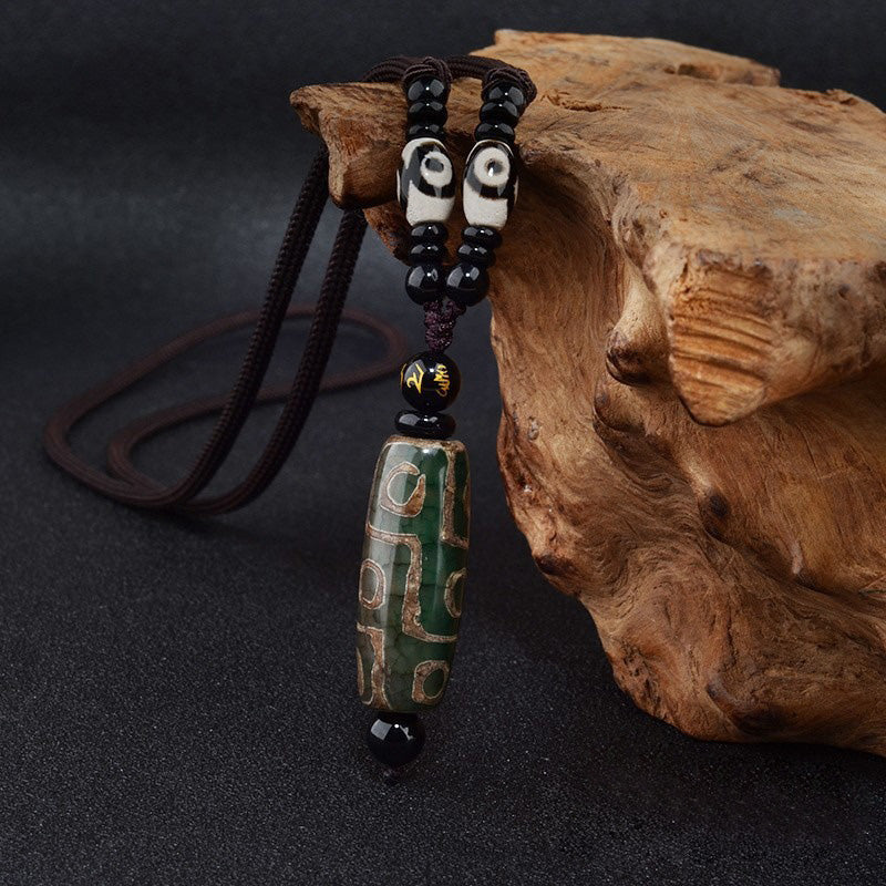 Nine-Eye Dzi Bead Wealth Protection Necklace