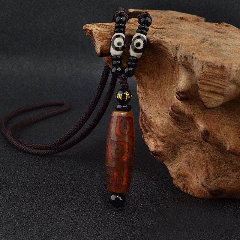 Nine-Eye Dzi Bead Wealth Protection Necklace