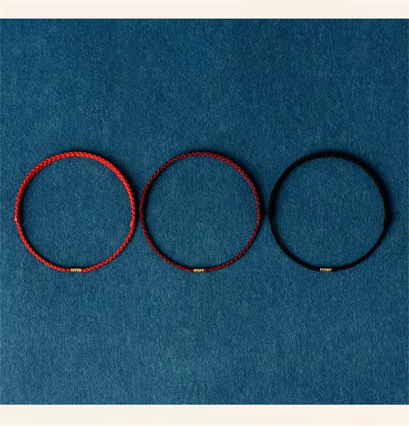 925 Sterling Silver Lucky Golden Bead Braided String Bracelet Anklet