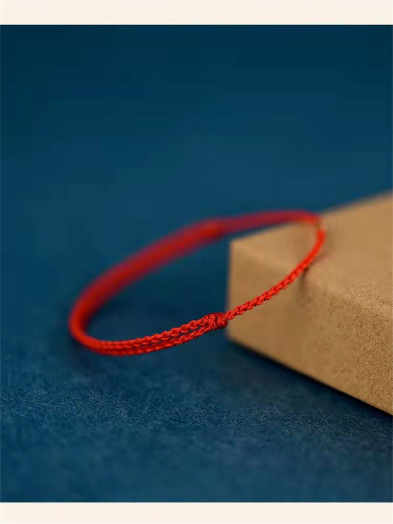 925 Sterling Silver Lucky Golden Bead Braided String Bracelet Anklet