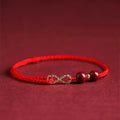 Cinnabar Blessing Red String Golden Infinity Symbol Bracelet Anklet