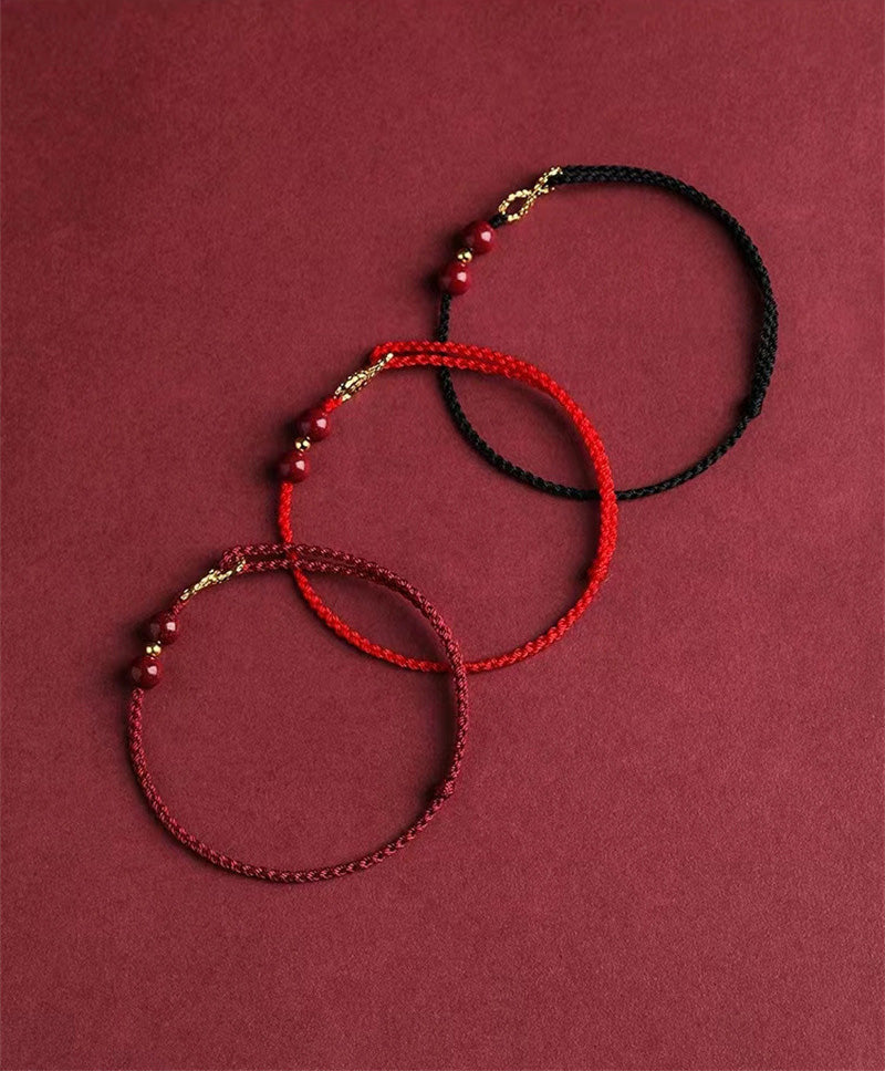 Cinnabar Blessing Red String Golden Infinity Symbol Bracelet Anklet