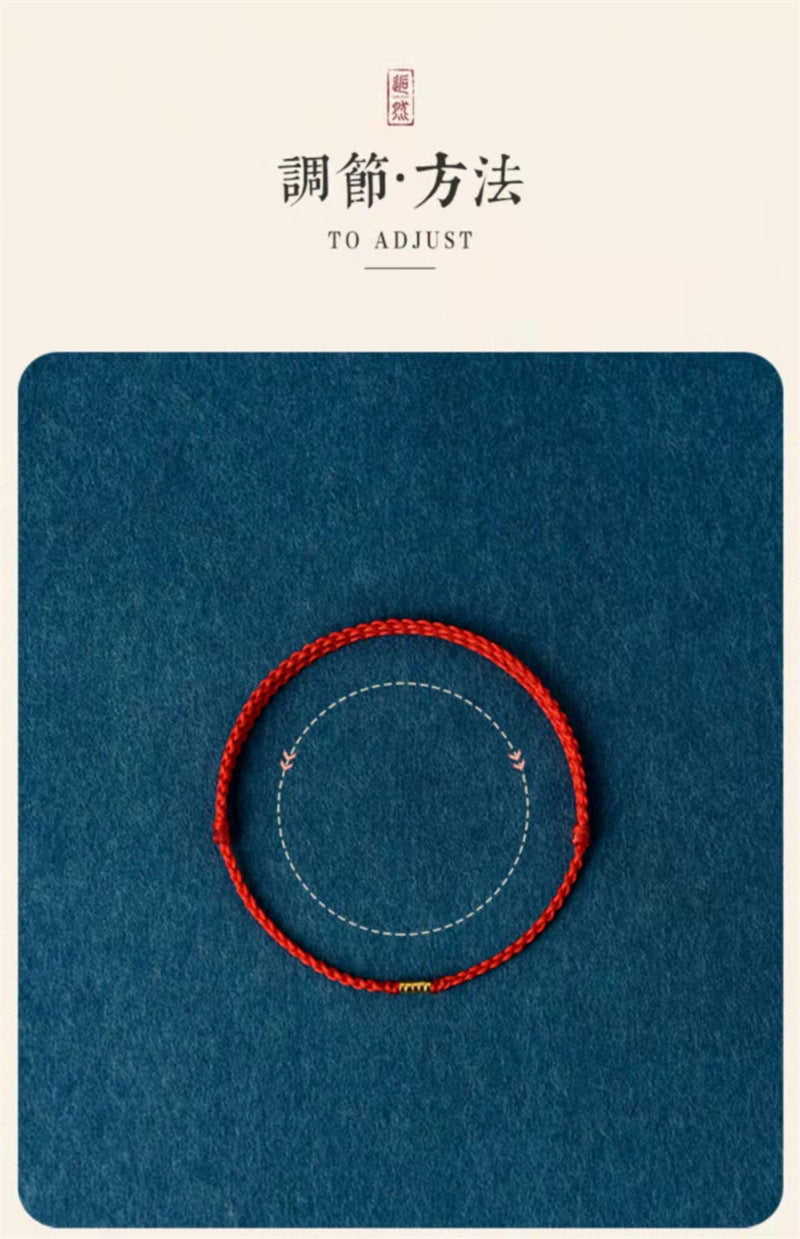 925 Sterling Silver Lucky Golden Bead Braided String Bracelet Anklet