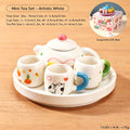 Cartoon painted mini ceramic tea set, children's play house simulation teapot, teacup, parent-child fun toys