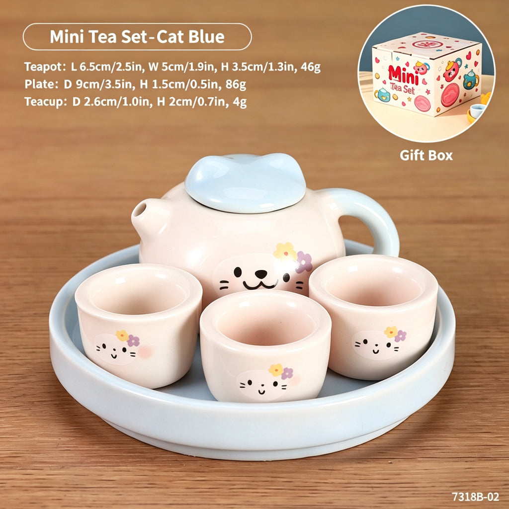 1/5 Scale Cute Cartoon Painted Miniature Ceramic Tea Set