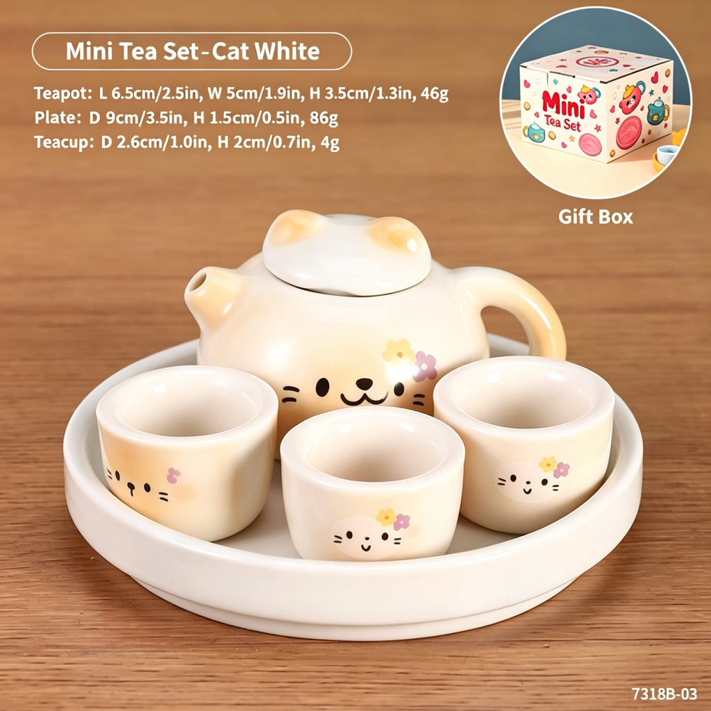 1/5 Scale Cute Cartoon Painted Miniature Ceramic Tea Set