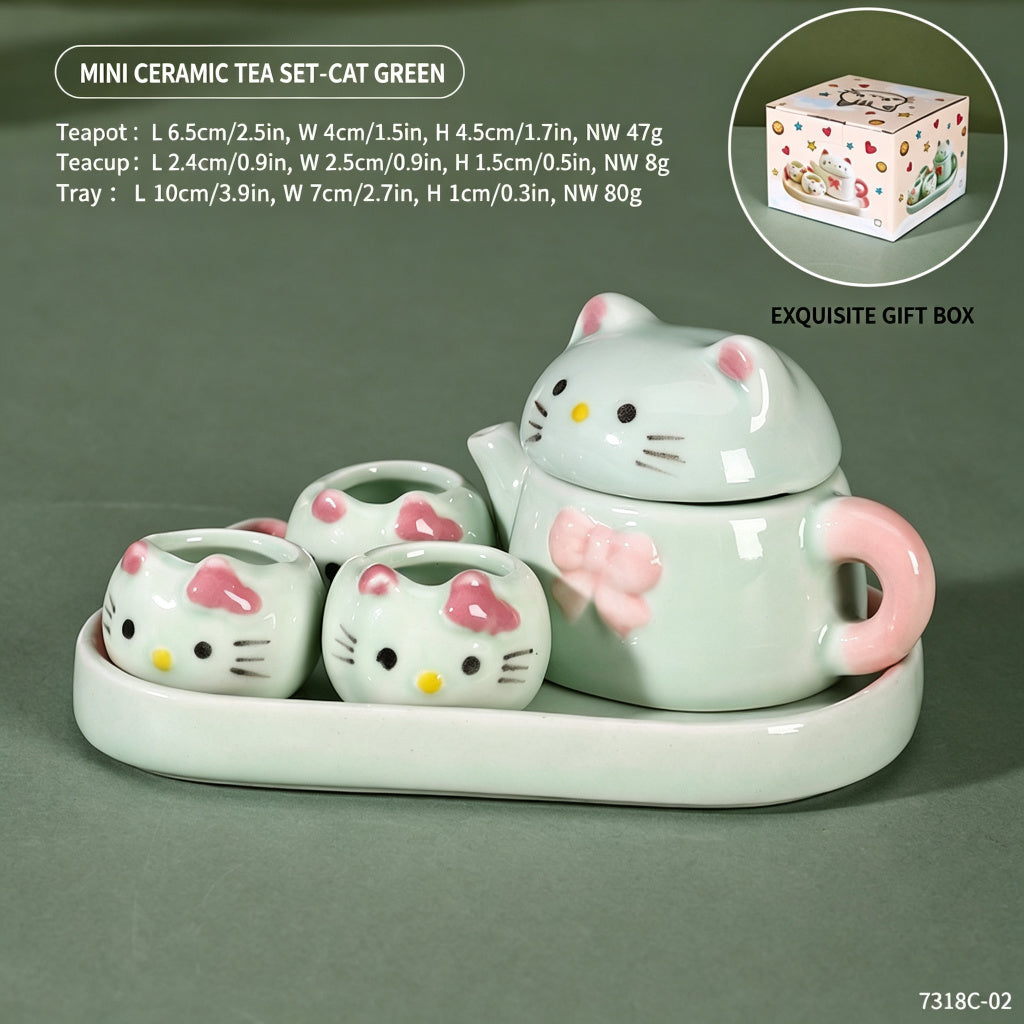 1/5 Scale Cute Cartoon Painted Miniature Ceramic Tea Set