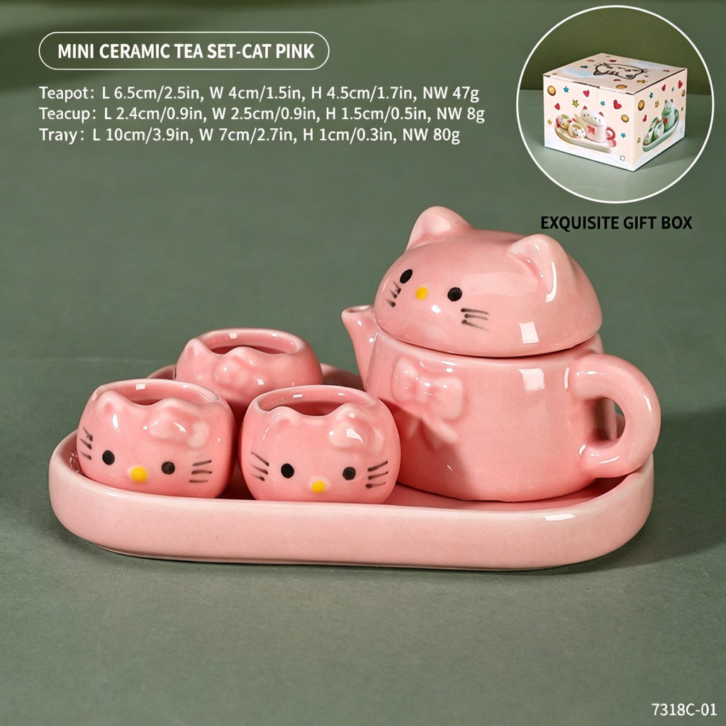 1/5 Scale Cute Cartoon Painted Miniature Ceramic Tea Set