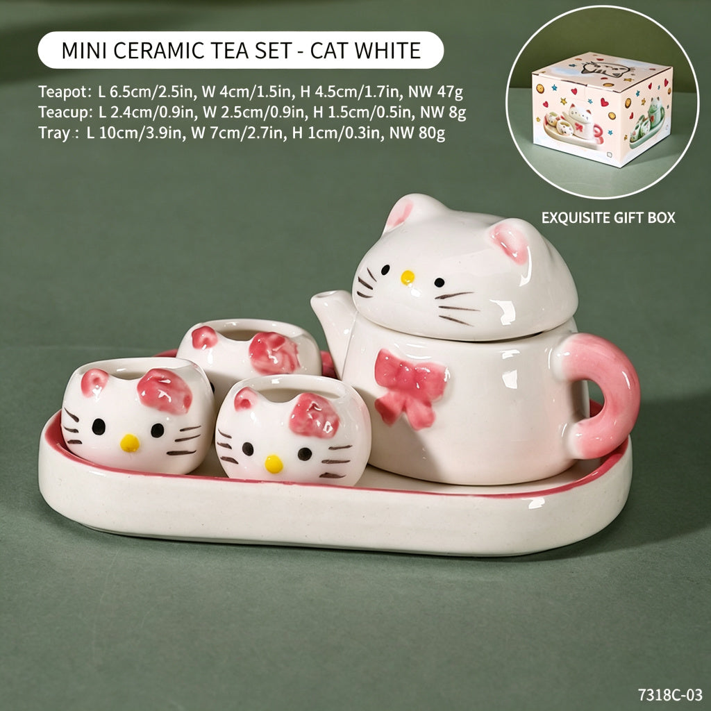 1/5 Scale Cute Cartoon Painted Miniature Ceramic Tea Set