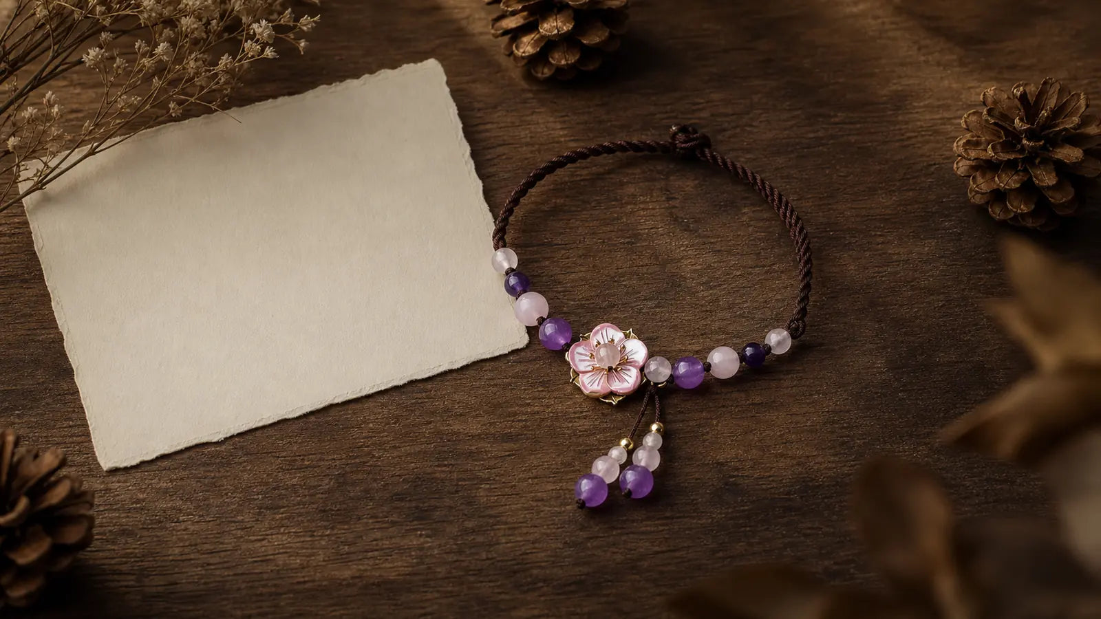 Letimore amethyst and rose quartz anklet