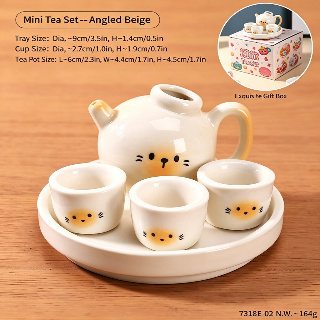1/5 Scale Cute Cartoon Painted Miniature Ceramic Tea Set