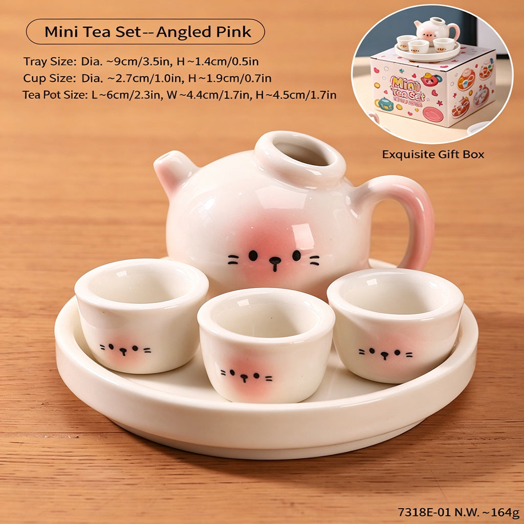 1/5 Scale Cute Cartoon Painted Miniature Ceramic Tea Set